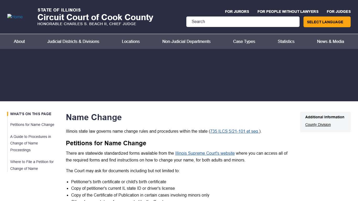 Name Change Circuit Court of Cook County