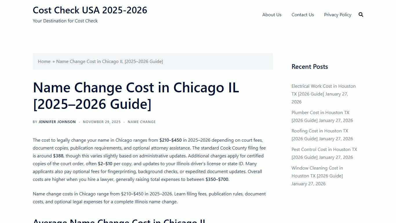 Name Change Cost in Chicago IL [2025–2026 Guide]